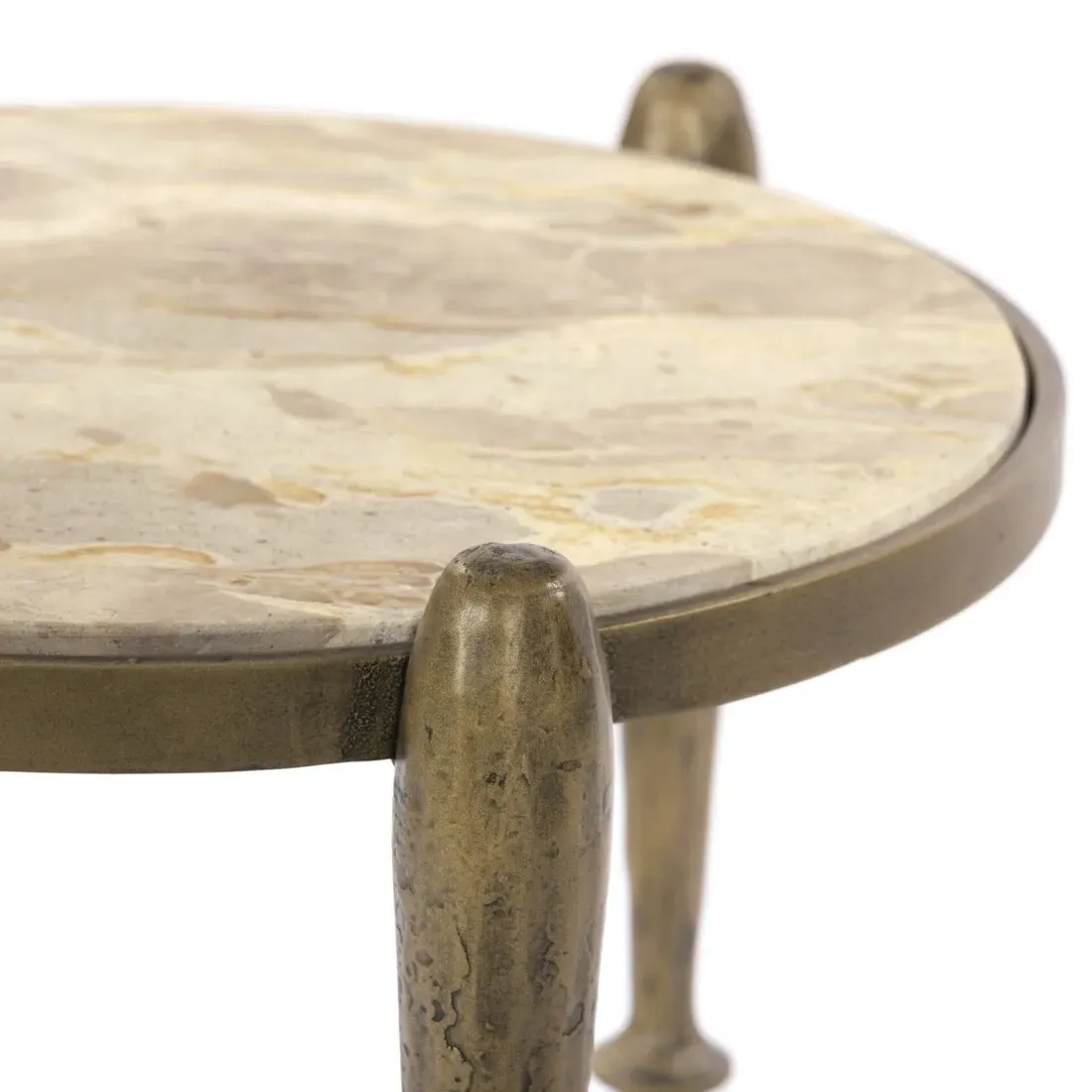 Marriot Round End Table - Taupe, Marble