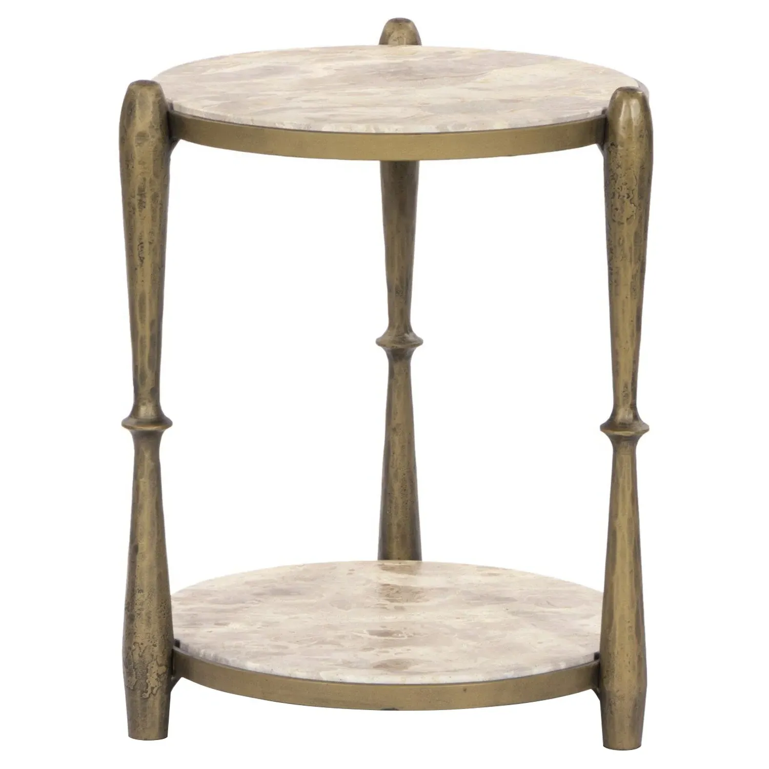Marriot Round End Table - Taupe, Marble