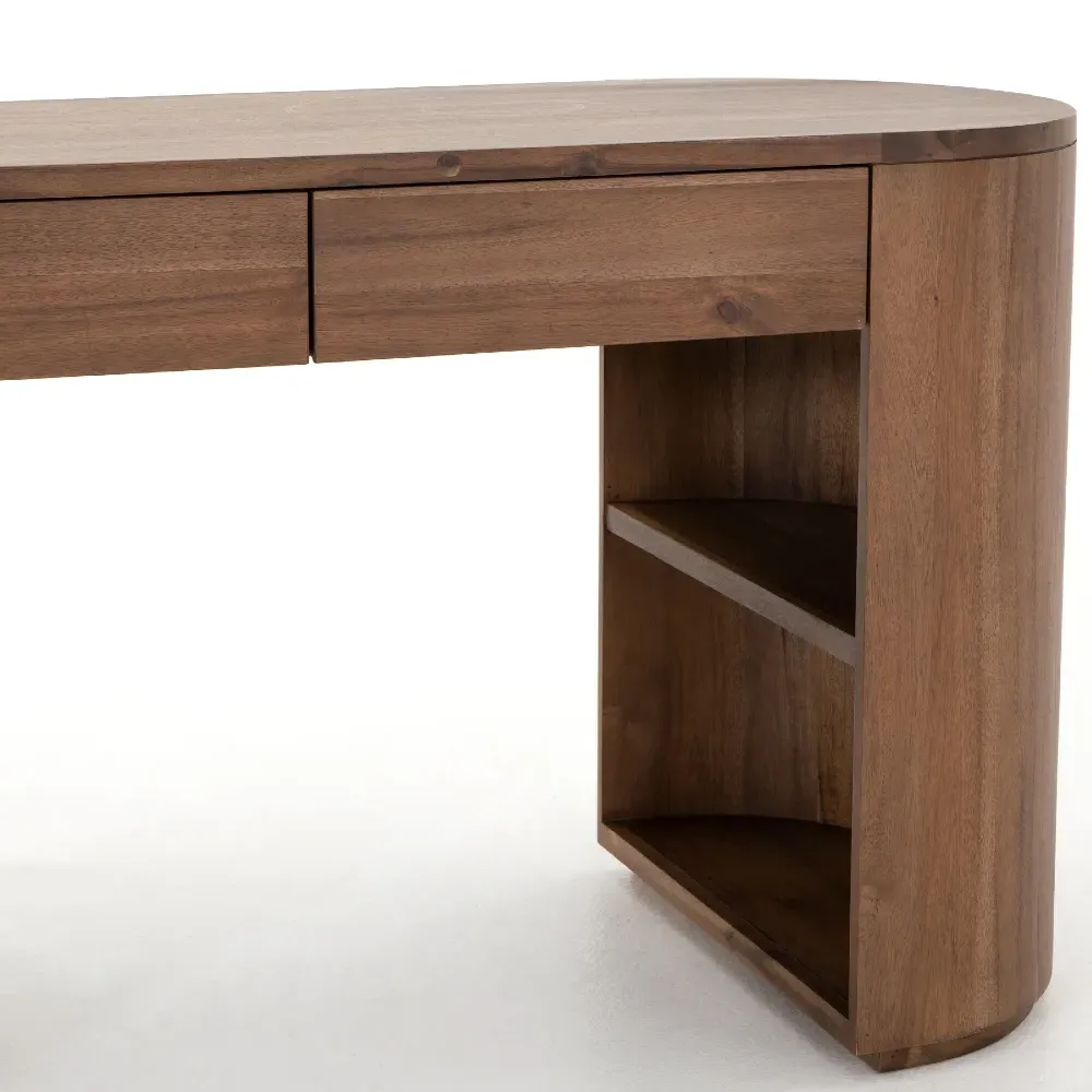 Mars Desk with Storage - Brown, Acacia Wood