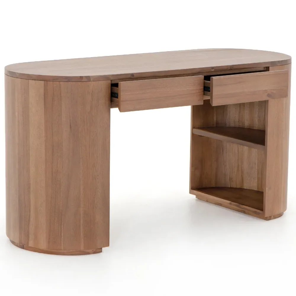 Mars Desk with Storage - Brown, Acacia Wood