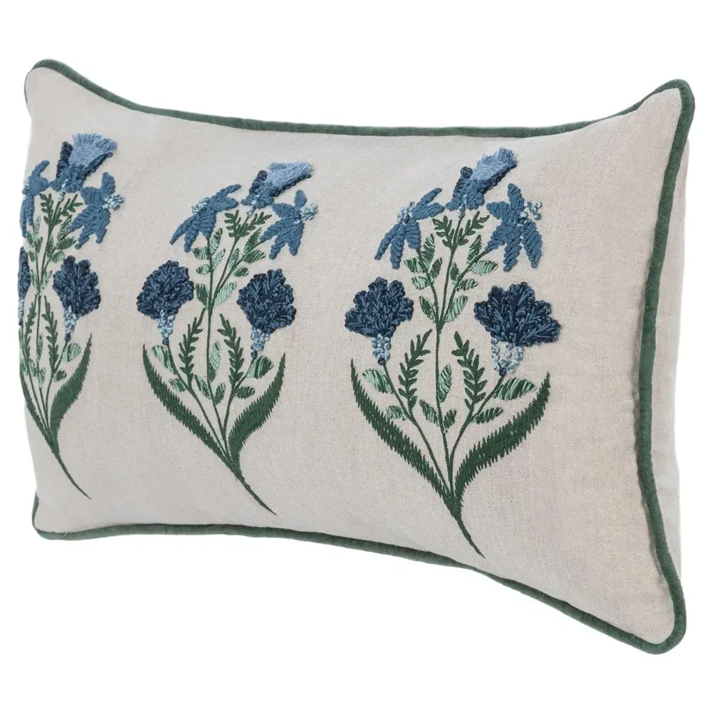 Marshall Floral Lumbar Pillow - Beige, Cotton