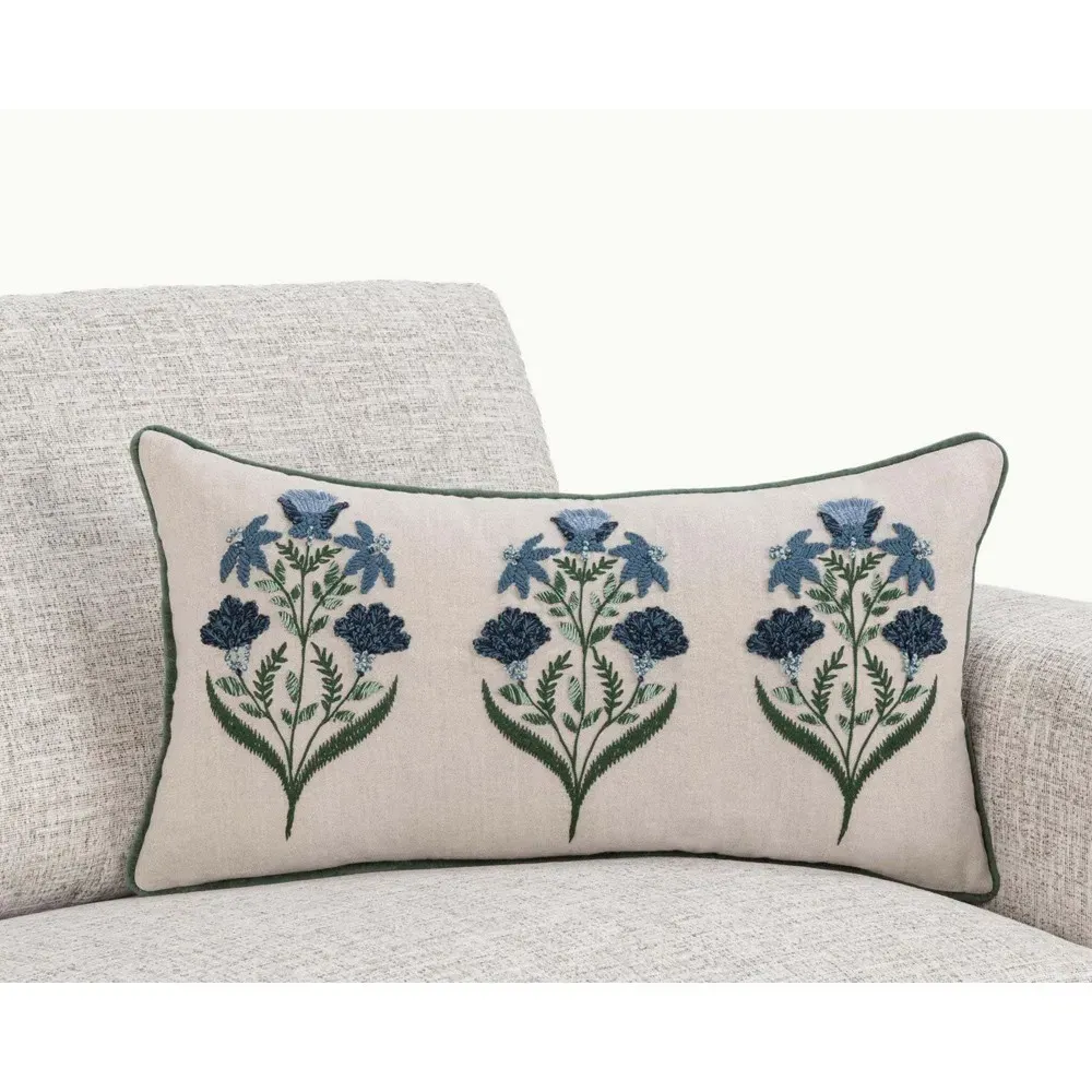 Marshall Floral Lumbar Pillow - Beige, Cotton