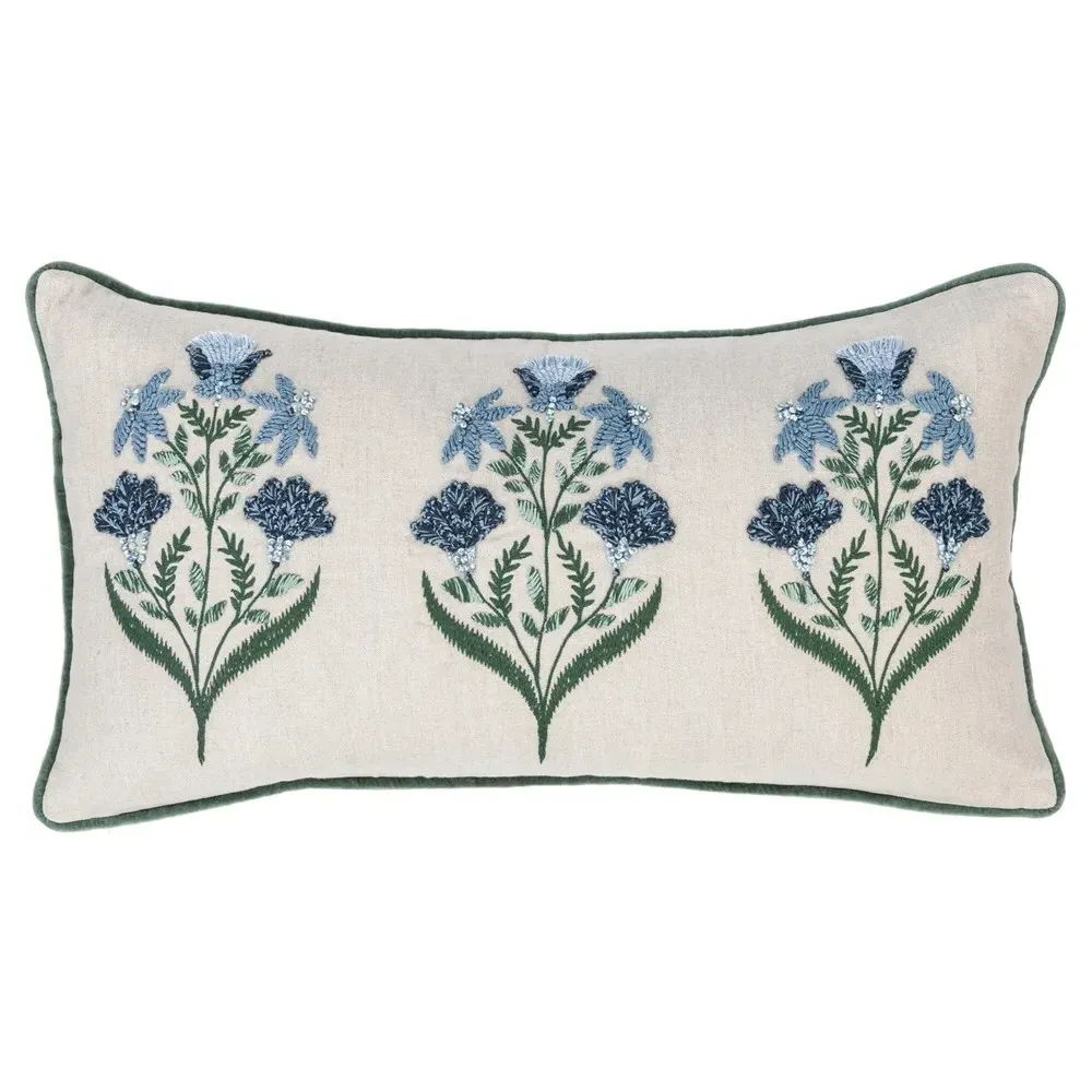 Marshall Floral Lumbar Pillow - Beige, Cotton image