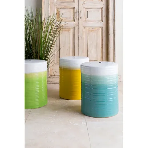 Martin Outdoor Garden Stool - Turquoise, Ceramic