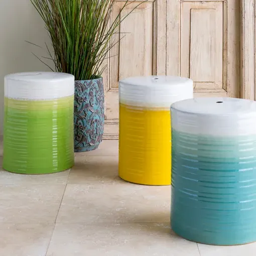 Martin Outdoor Garden Stool - Turquoise, Ceramic