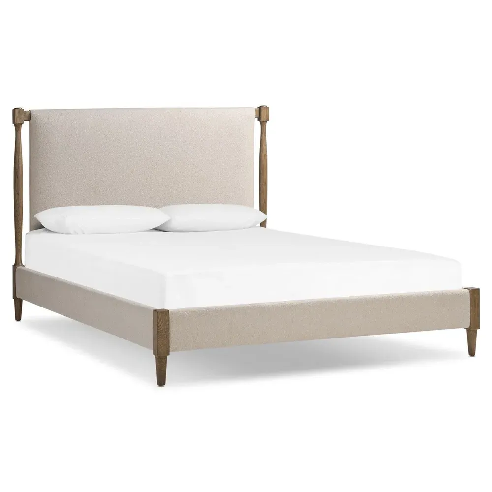 Marty Crete Sand Queen Size Bed - Beige, Oak