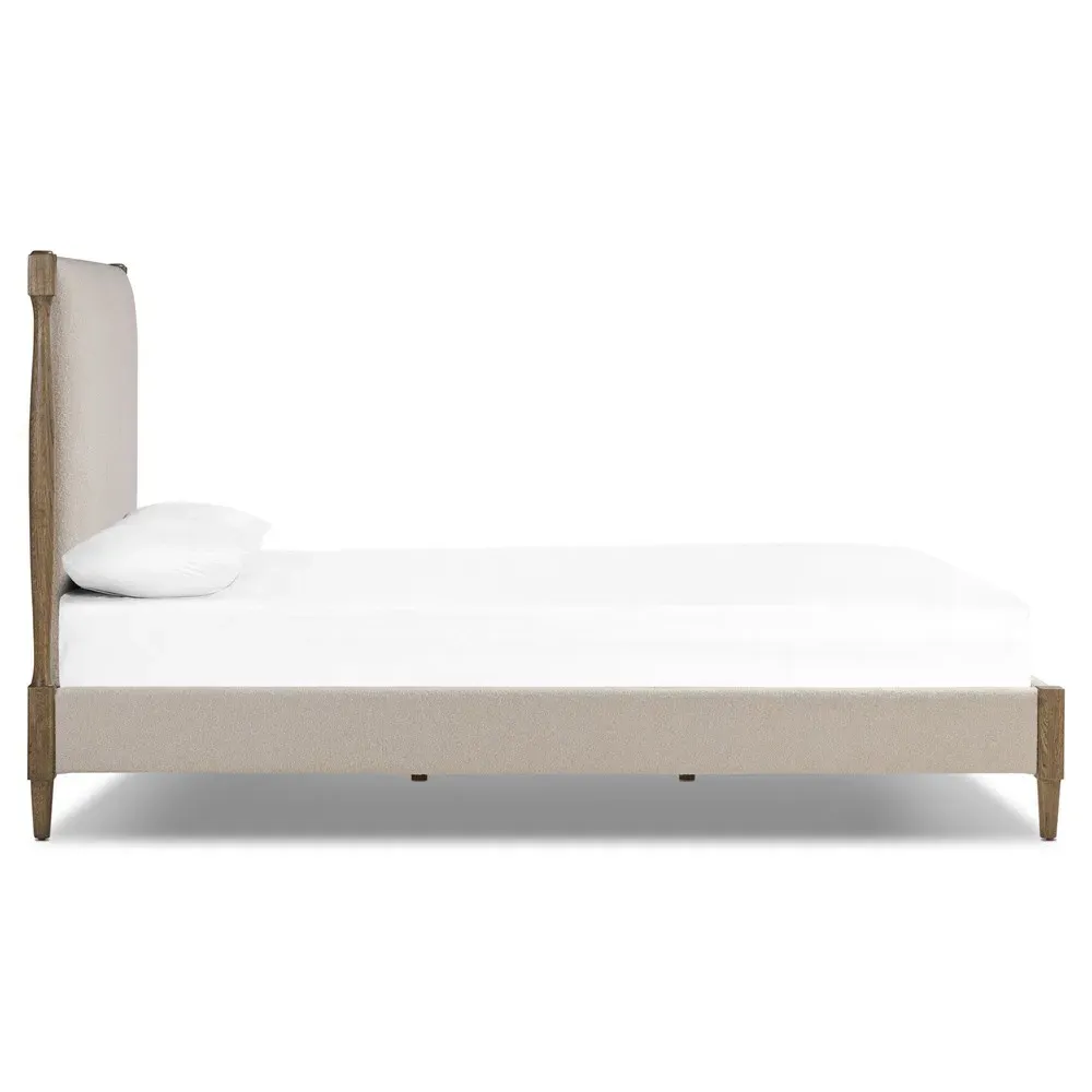 Marty Crete Sand Queen Size Bed - Beige, Oak
