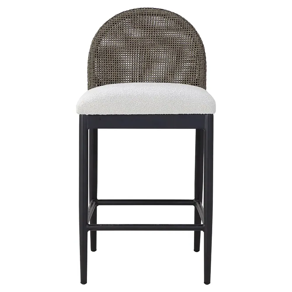 Marwa Outdoor Counter Stool - Cream, Wicker