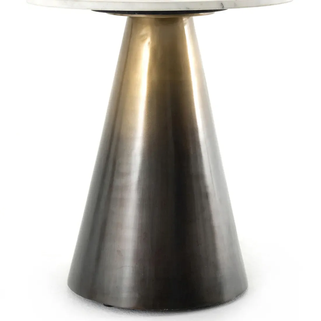 Mary Round End Table - White, Marble