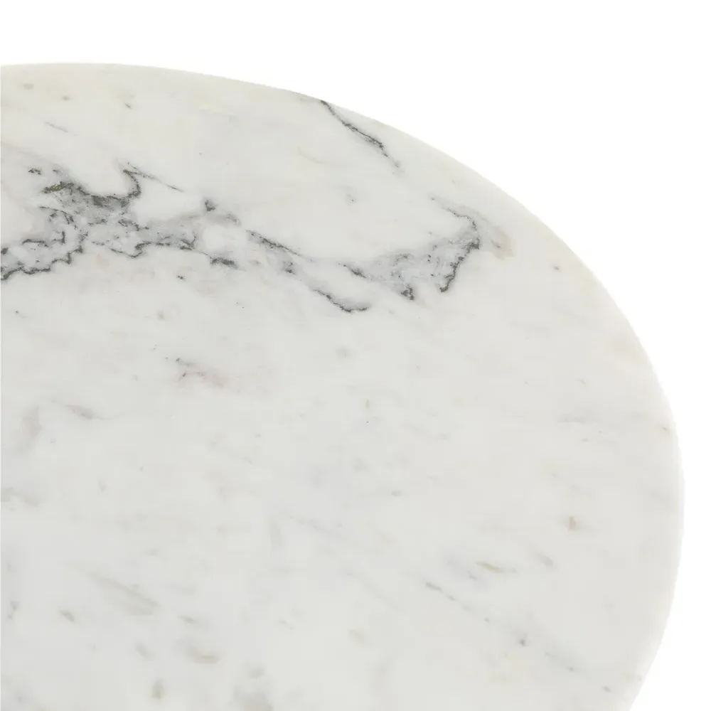 Mary Round End Table - White, Marble