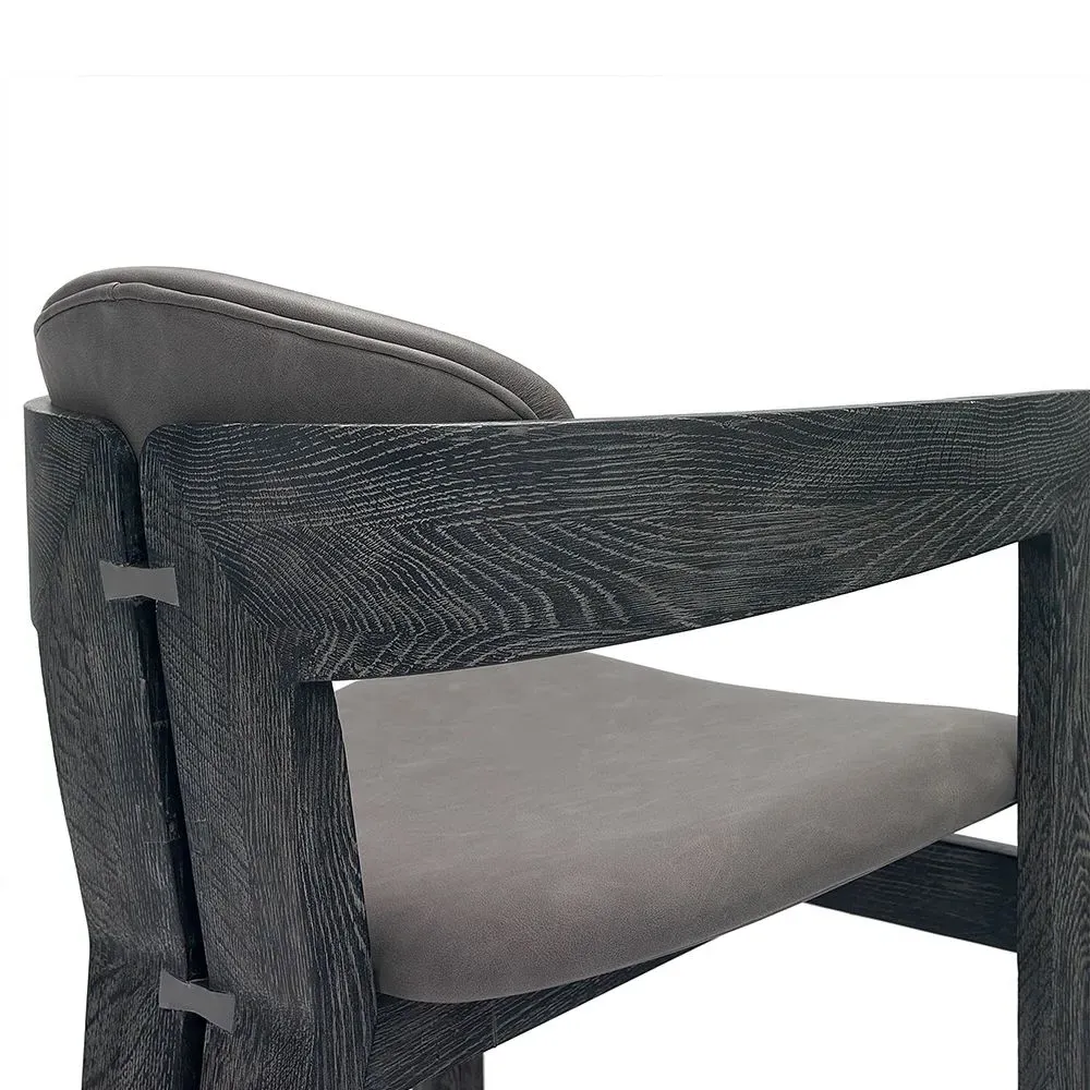 Maryl Upholstered Wood Dining Chair - Black, Faux Leather