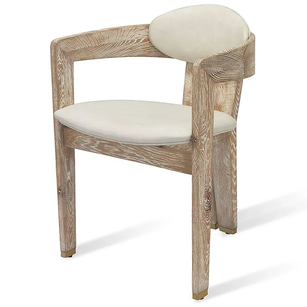 Maryl Upholstered Wood Dining Chair - Cream, Faux Leather