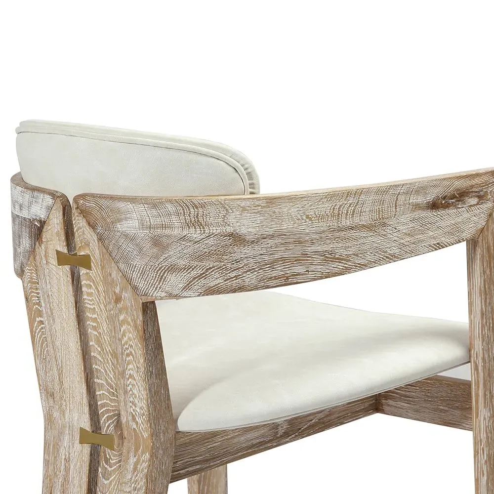 Maryl Upholstered Wood Dining Chair - Cream, Faux Leather