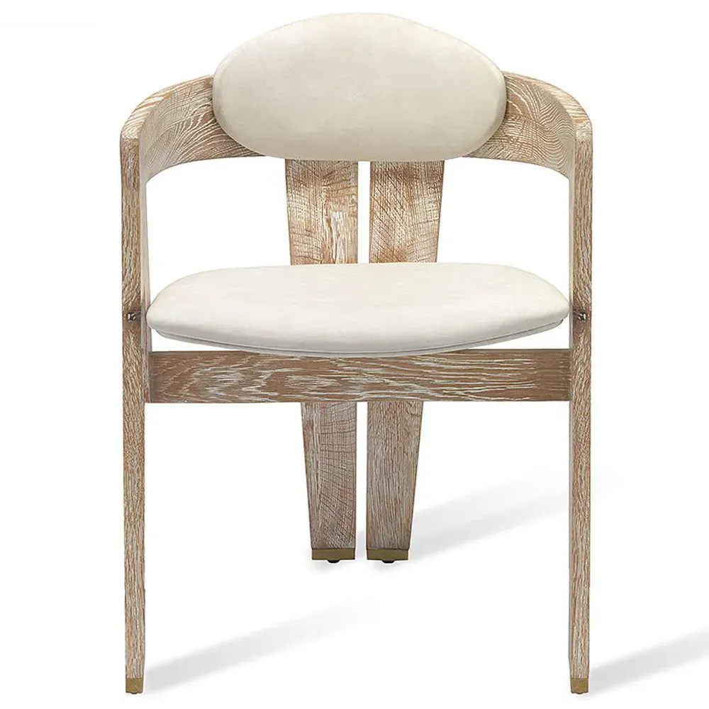 Maryl Upholstered Wood Dining Chair - Cream, Faux Leather