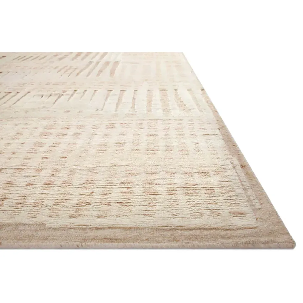 Maryn Abstract Patterned Hand Knotted Rug - Blush, Wool