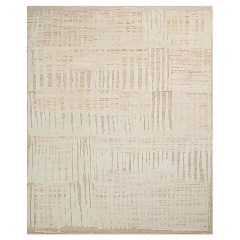 Maryn Abstract Patterned Hand Knotted Rug - Blush, Wool
