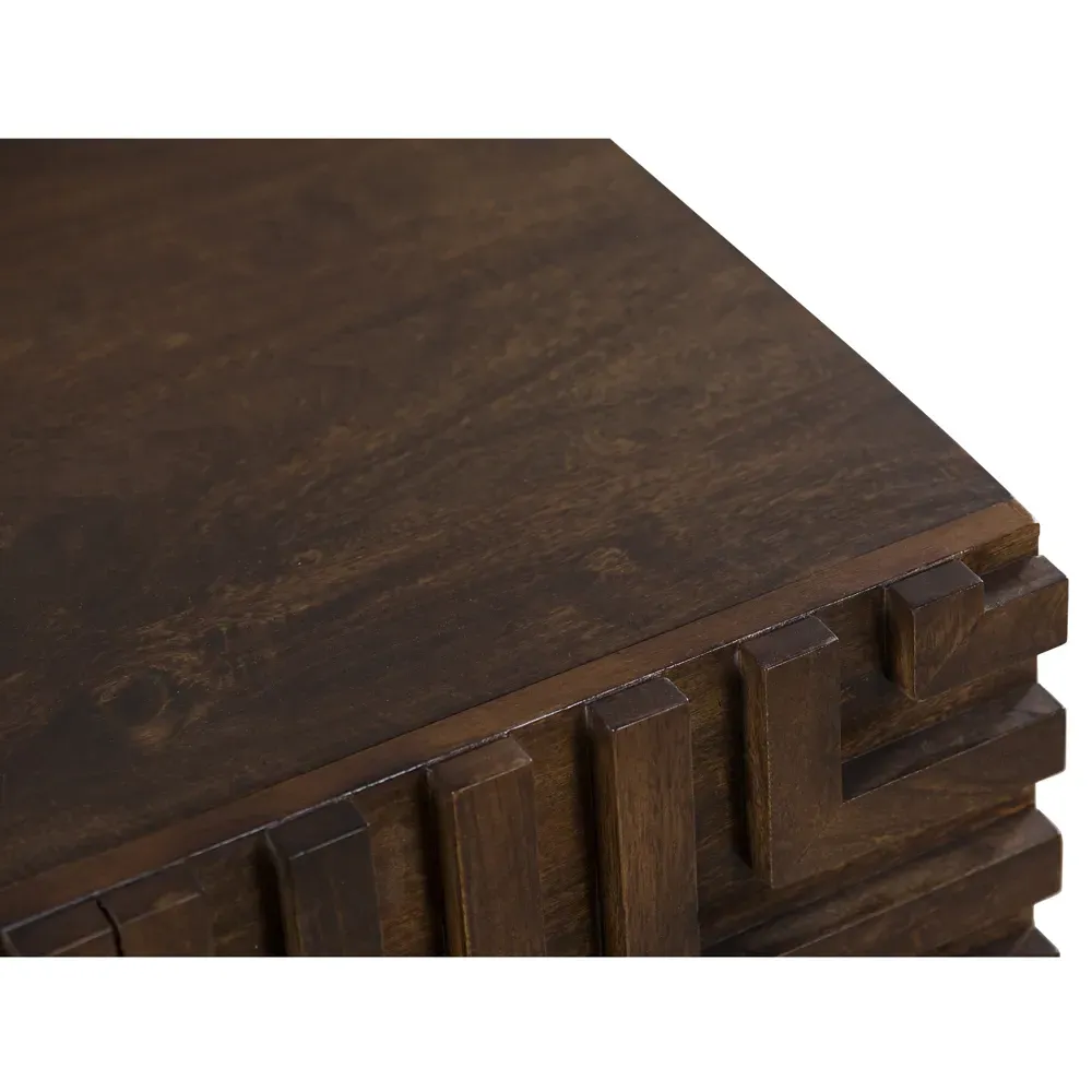 Masie Geometric 2 Drawer Nightstand - Brown, Hardwood