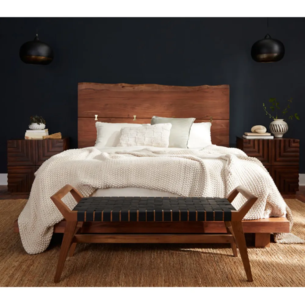 Masie Geometric 2 Drawer Nightstand - Brown, Hardwood