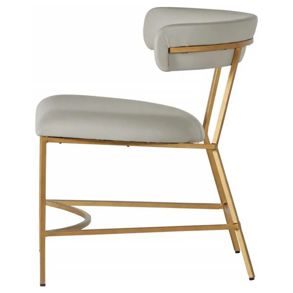 Mason Mid Century Dining Side Chair - Light Grey, Faux Leather