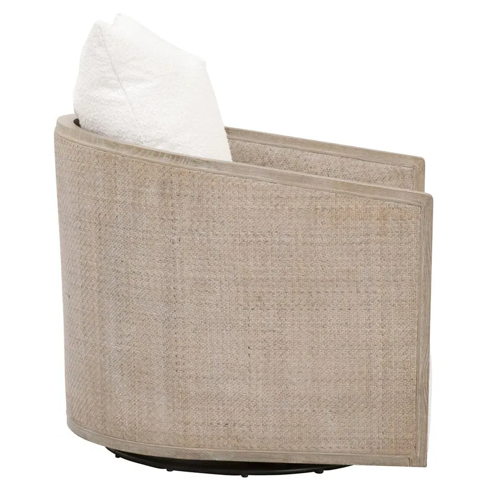 Mason Swivel Club Chair - White, Oak