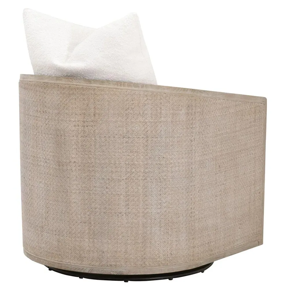 Mason Swivel Club Chair - White, Oak