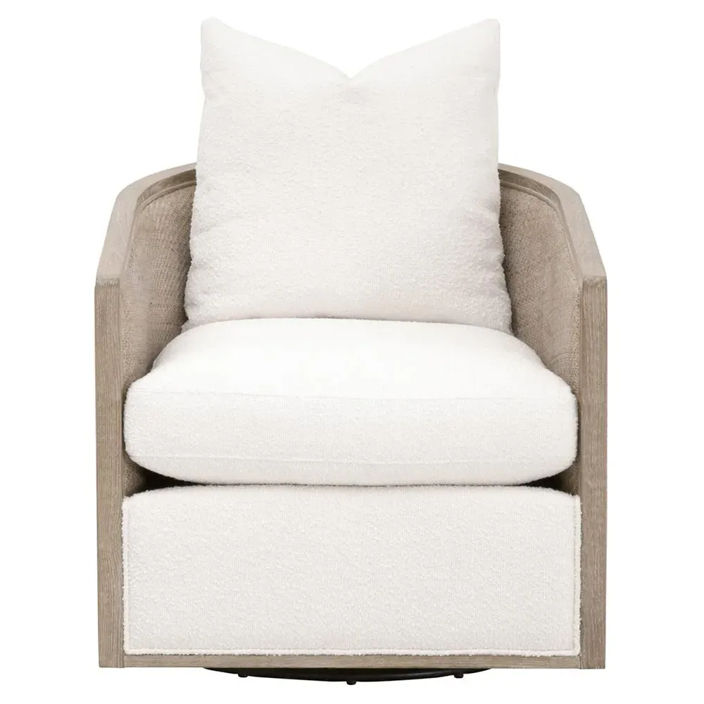 Mason Swivel Club Chair - White, Oak image