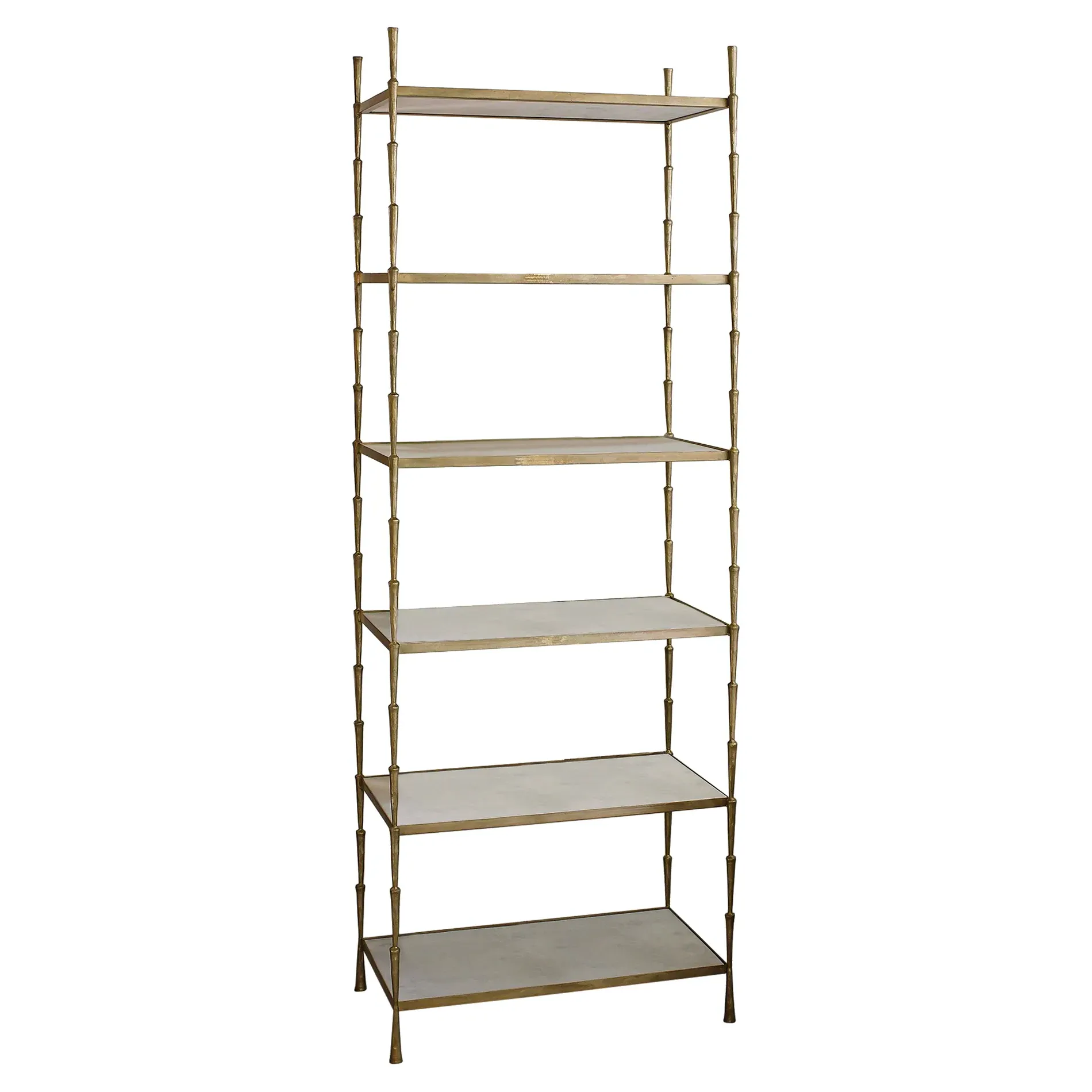 Mateo 6-Shelf Etagere - White Marble, Antique Brass Metal image