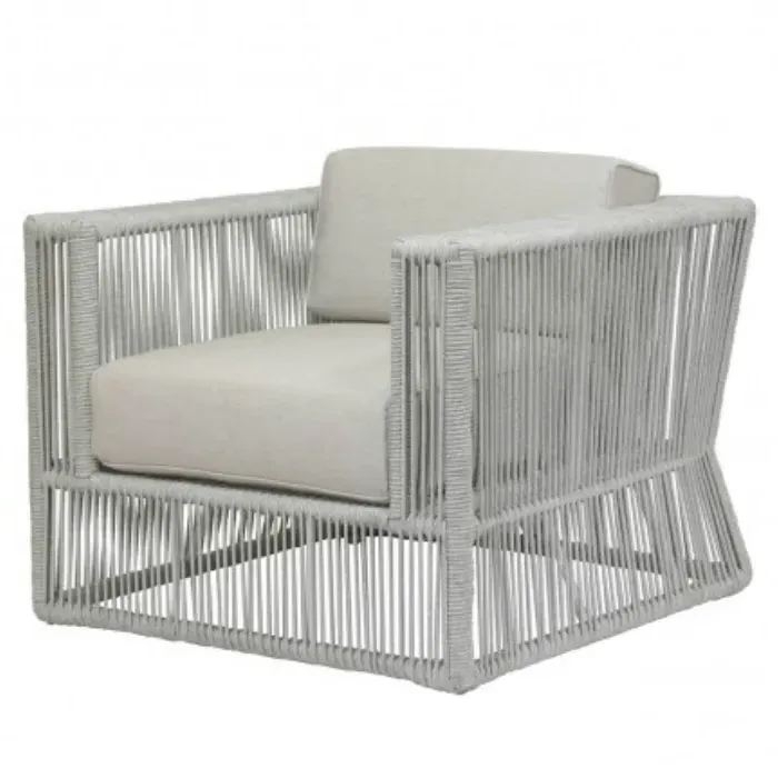 Mateo Club Arm Chair with Cushion - Grey, Rope