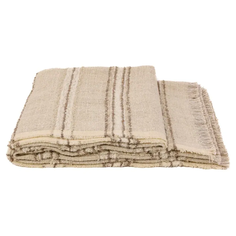 Mateo Striped Woven Throw Blanket - Cream