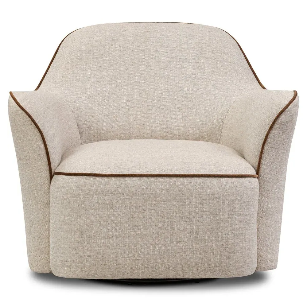 Matilda Swivel Chair - Beige, Performance Fabric