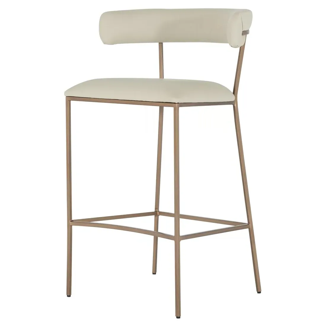 Matlock Bar Stool - White, Faux Leather