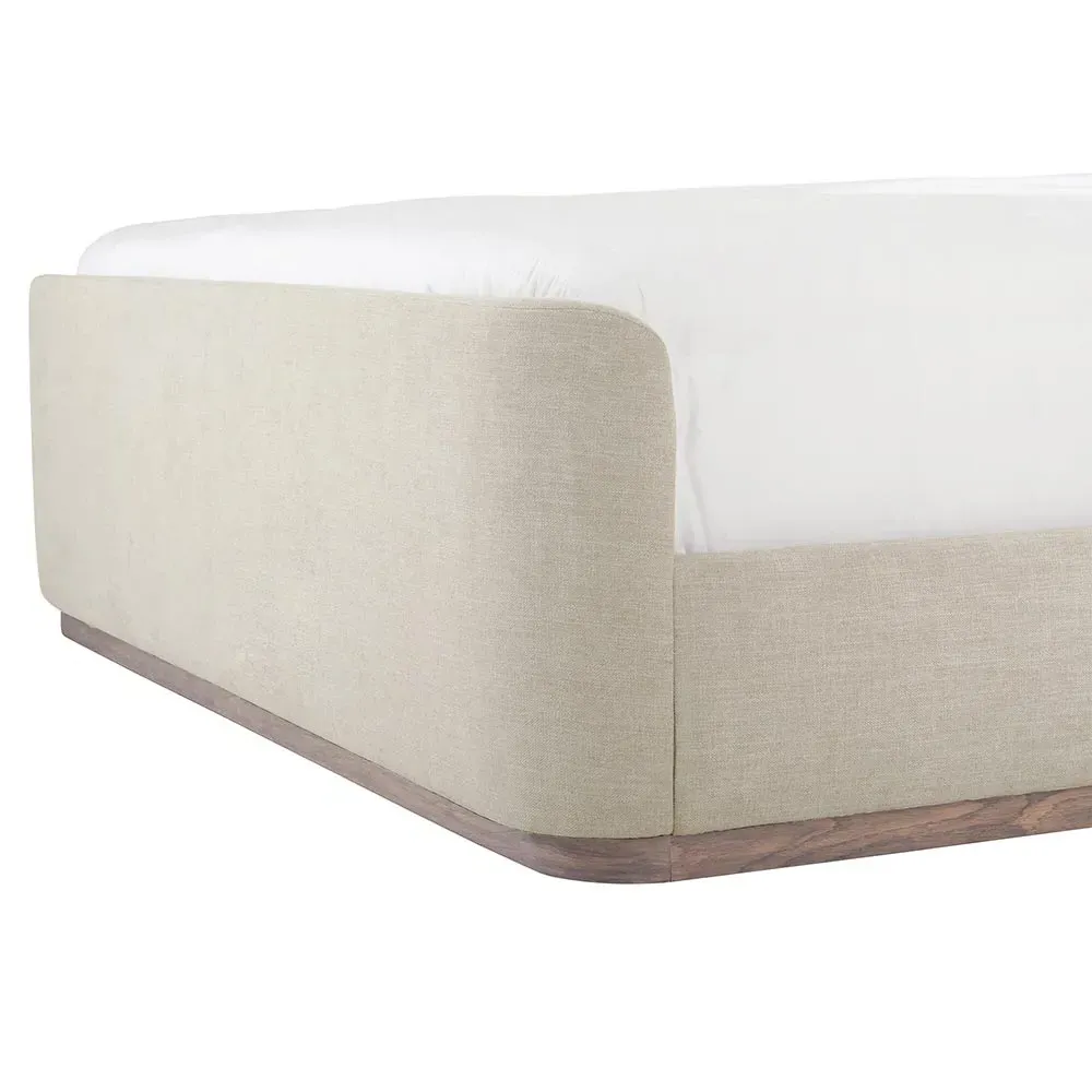 Matteo King Size Wingback Bed - Beige, Wood