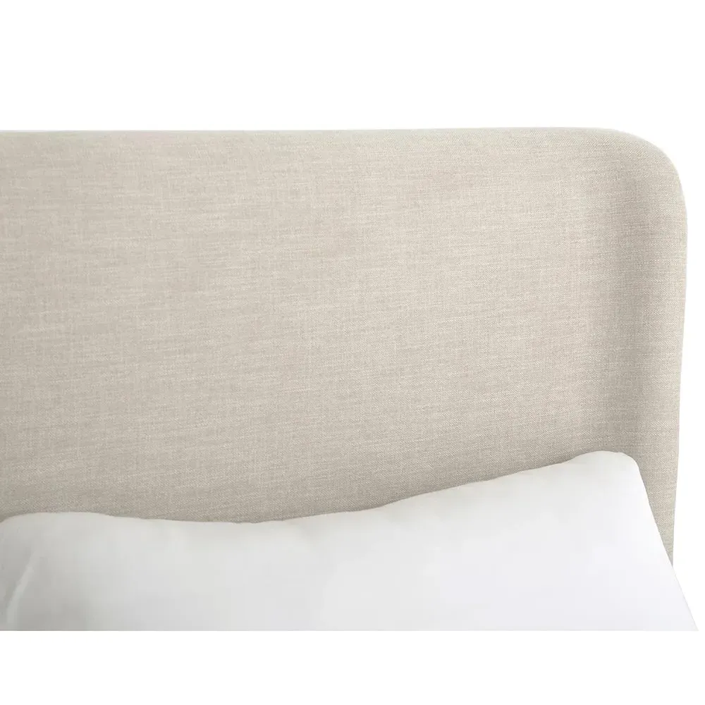 Matteo King Size Wingback Bed - Beige, Wood