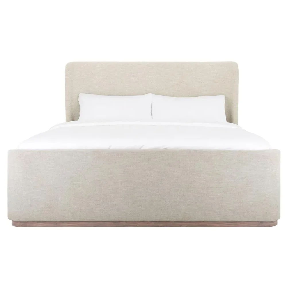 Matteo King Size Wingback Bed - Beige, Wood