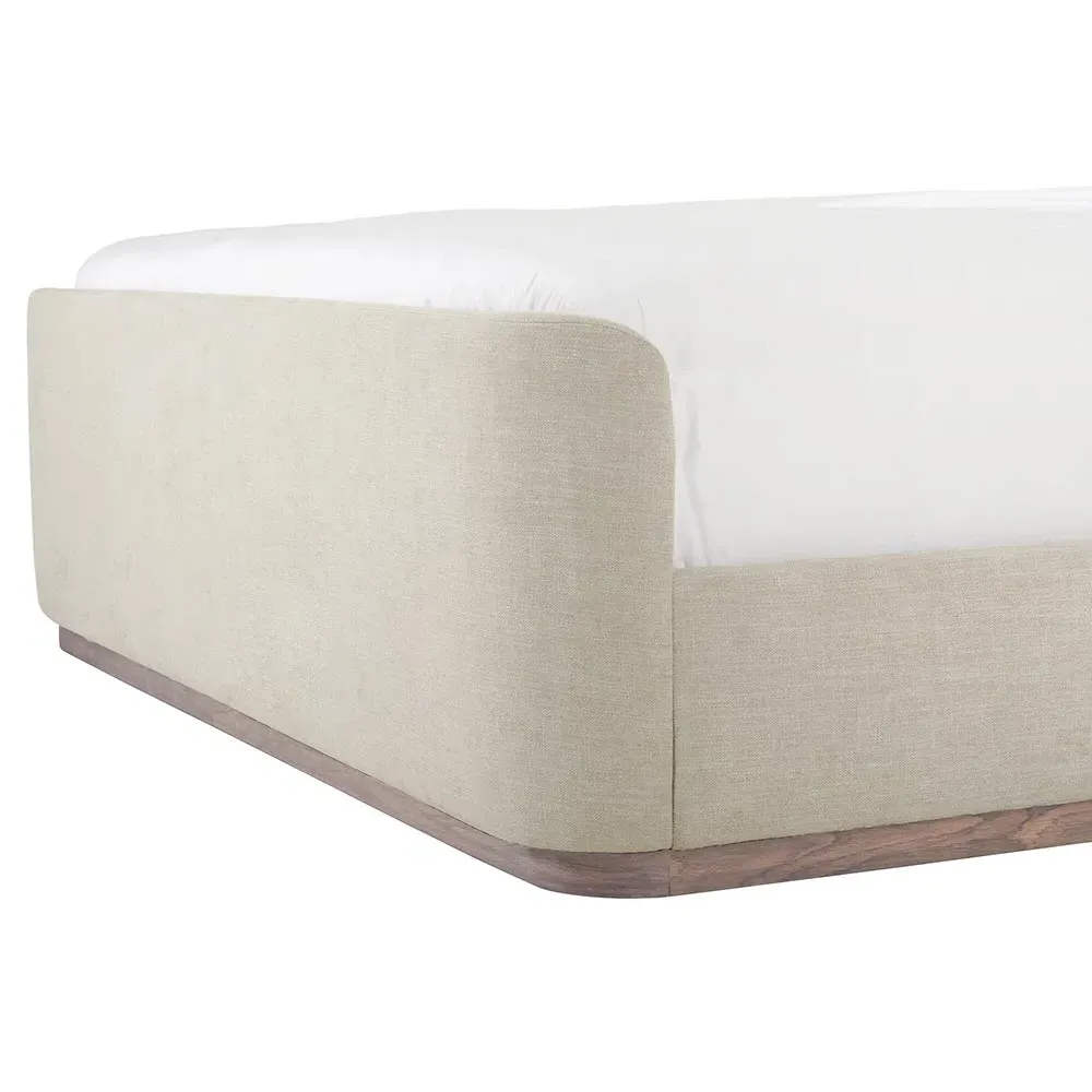 Matteo Queen Size Wingback Bed - Beige, Wood