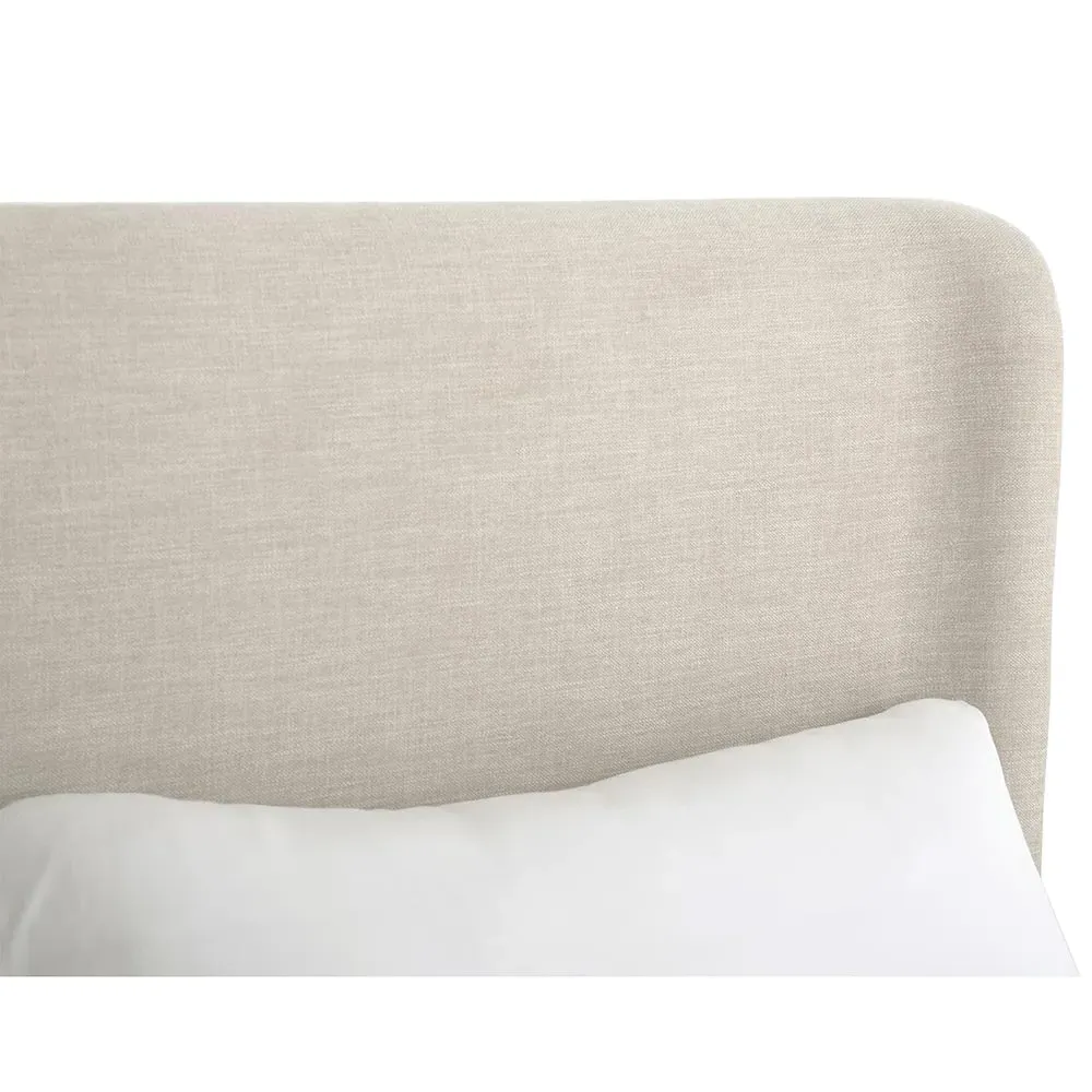 Matteo Queen Size Wingback Bed - Beige, Wood