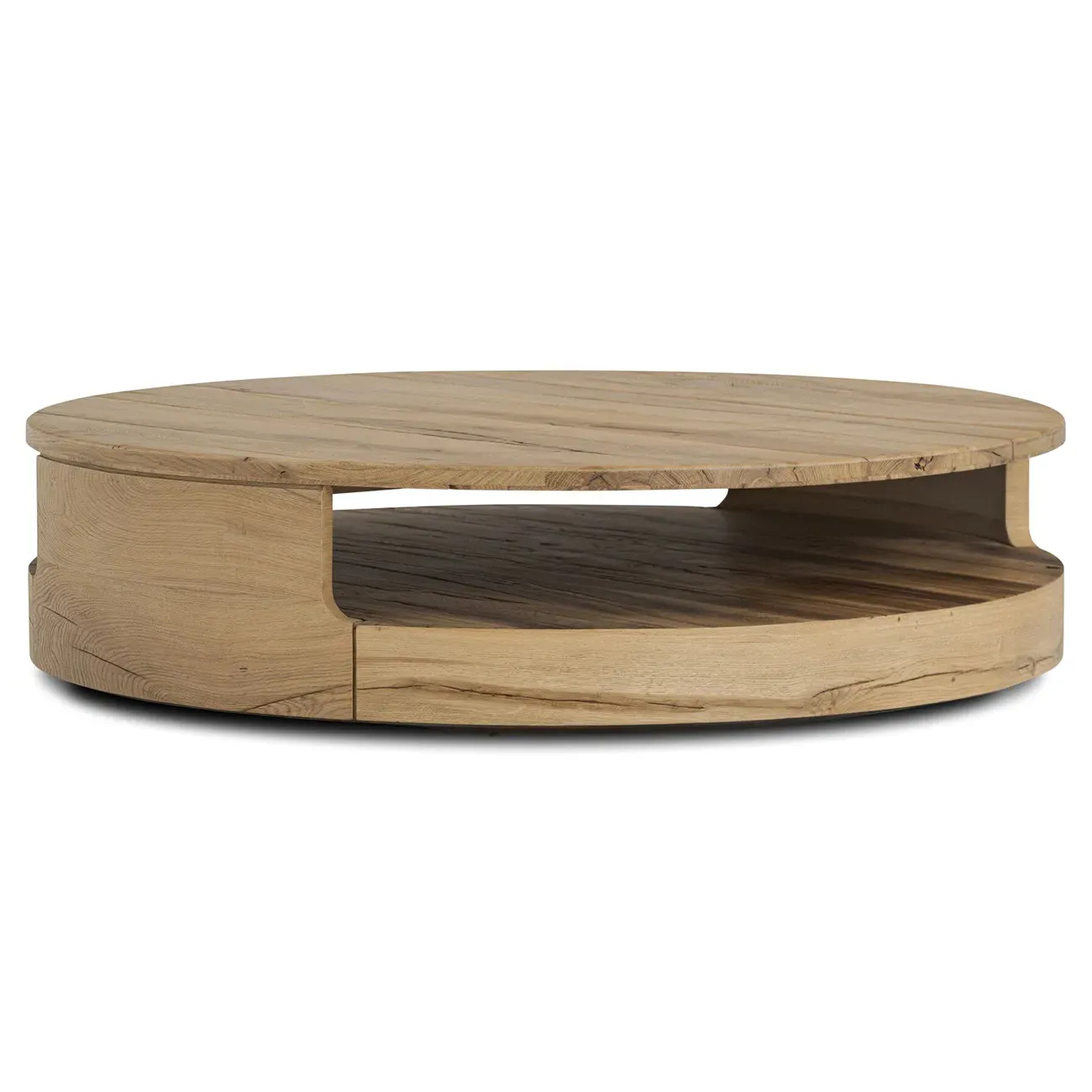 Matteo Round Coffee Table - Natural, Reclaimed Oak