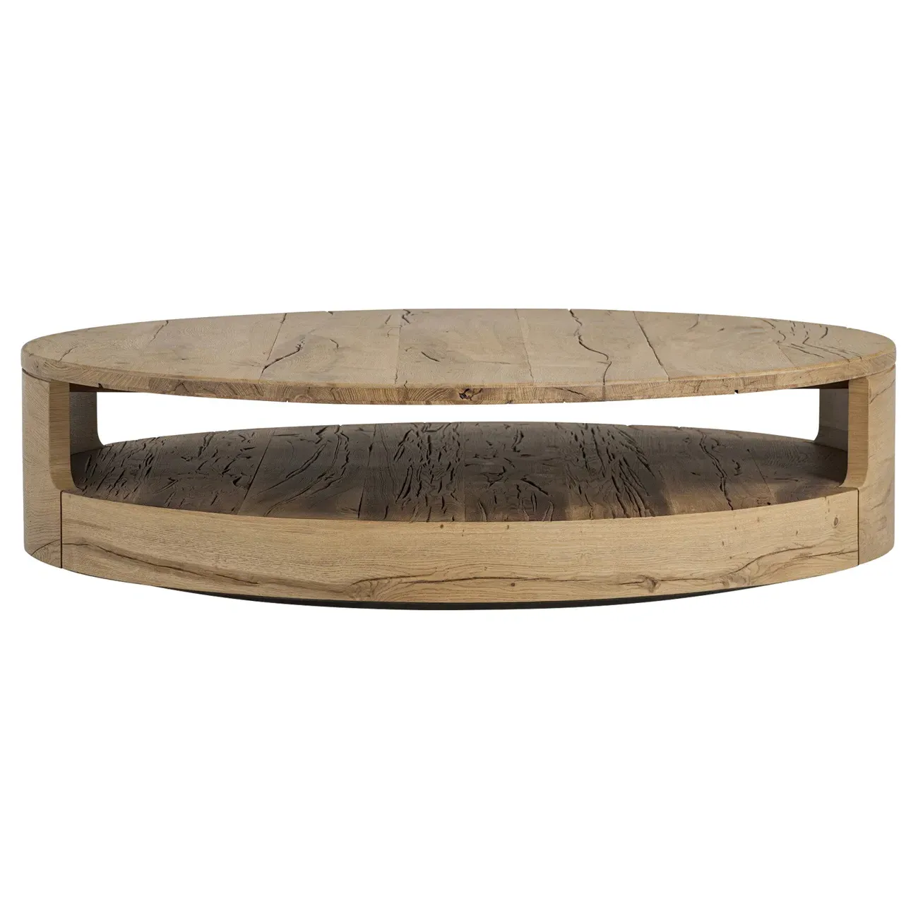Matteo Round Coffee Table - Natural, Reclaimed Oak image