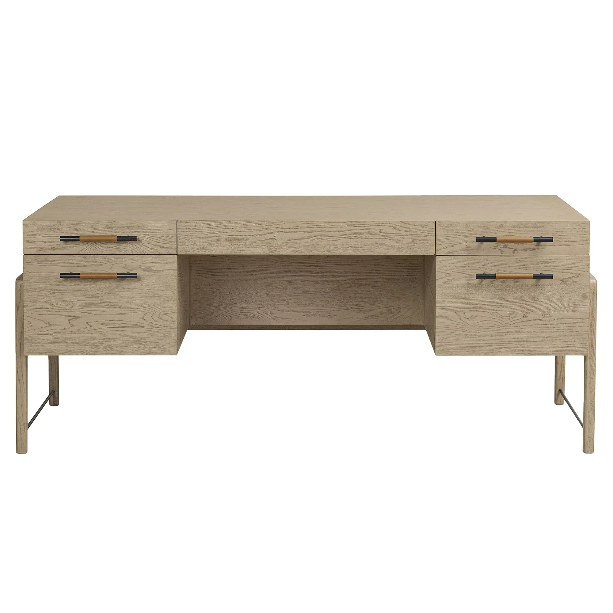 Matthew Desk with Storage - Brown, Oak