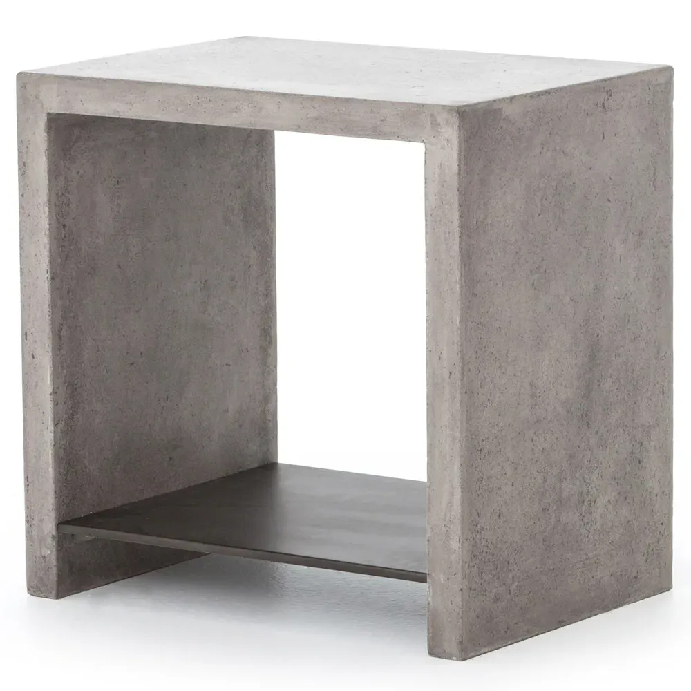 Matthew Industrial Loft Rectangular Side Table - Grey, Concrete
