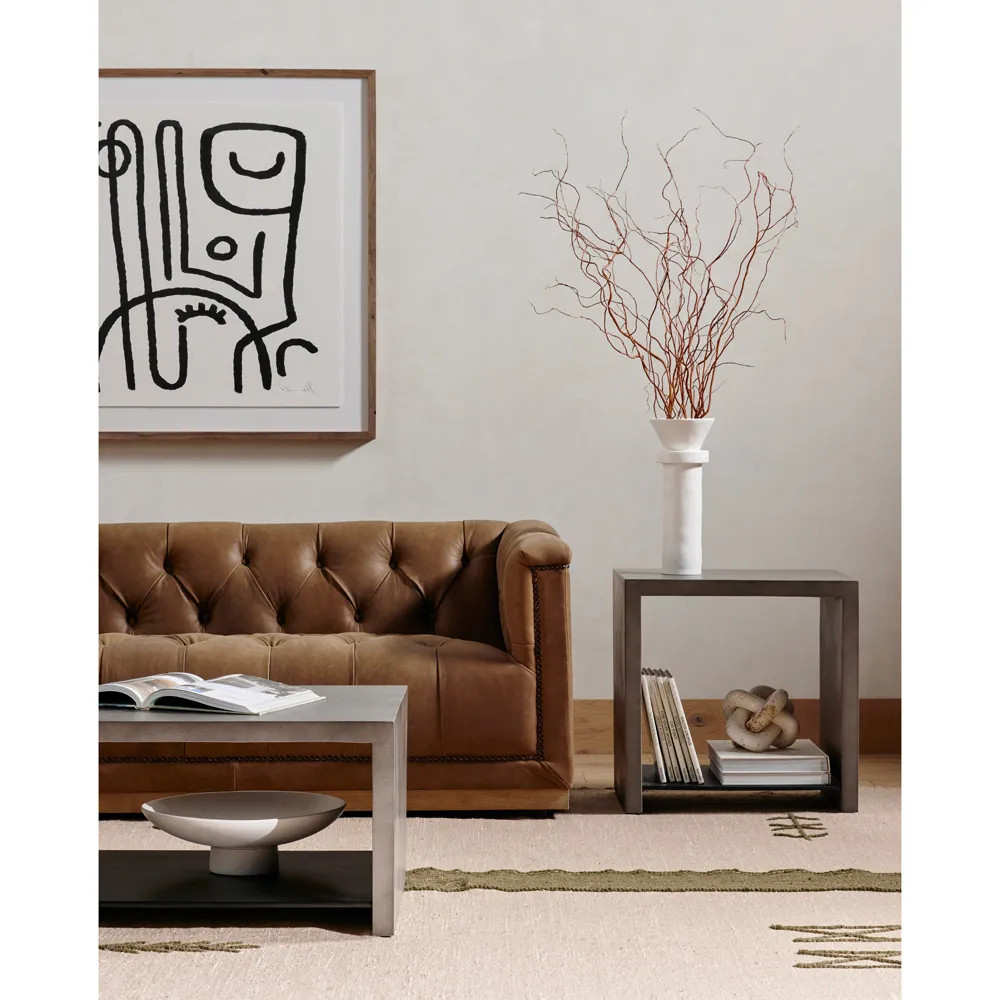 Matthew Industrial Loft Rectangular Side Table - Grey, Concrete