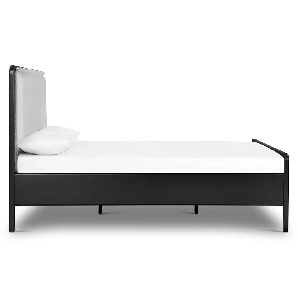 Matthew King Size Bed Frame - Off-White, Oak