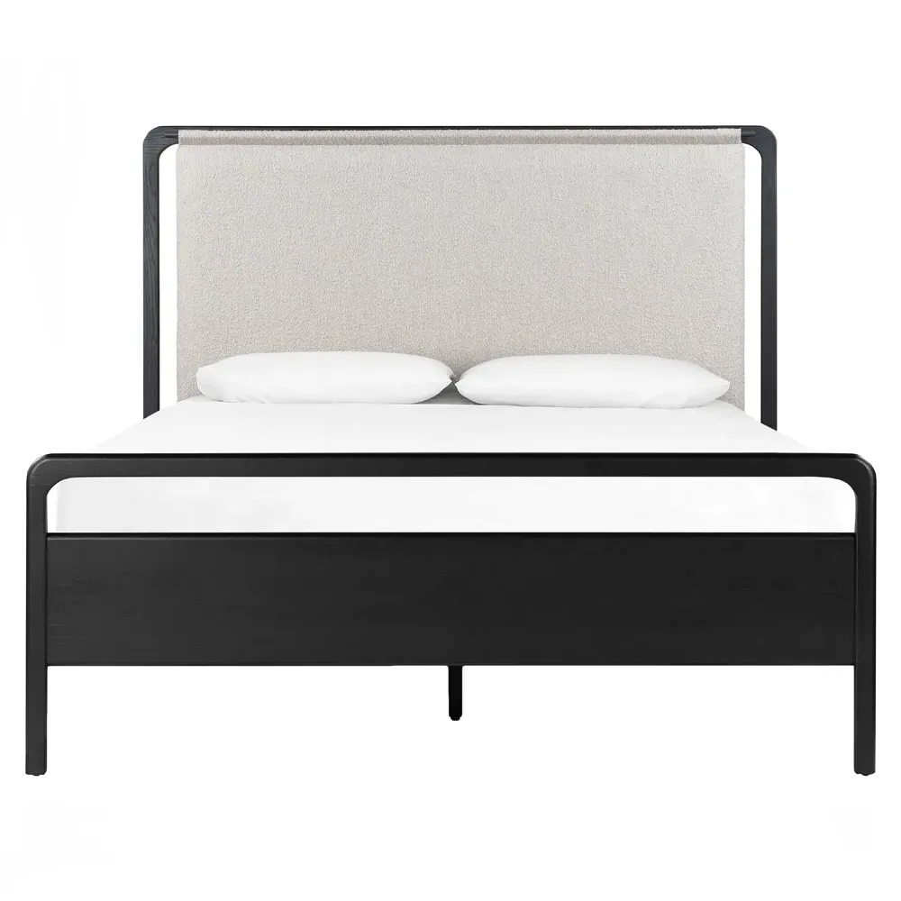 Matthew King Size Bed Frame - Off-White, Oak