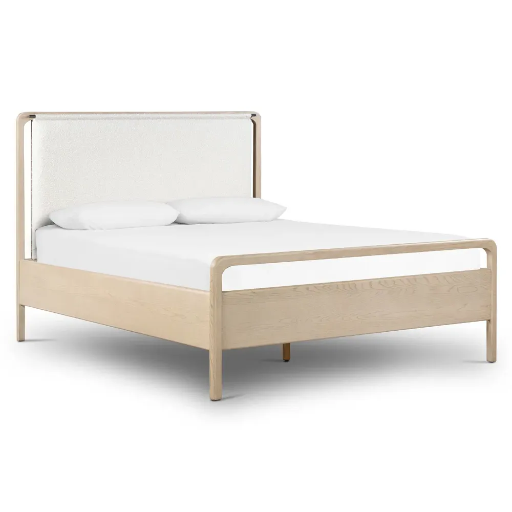 Matthew King Size Bed Frame - White, Oak