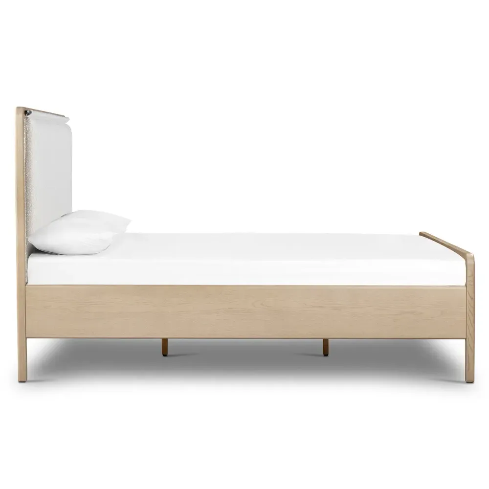 Matthew King Size Bed Frame - White, Oak