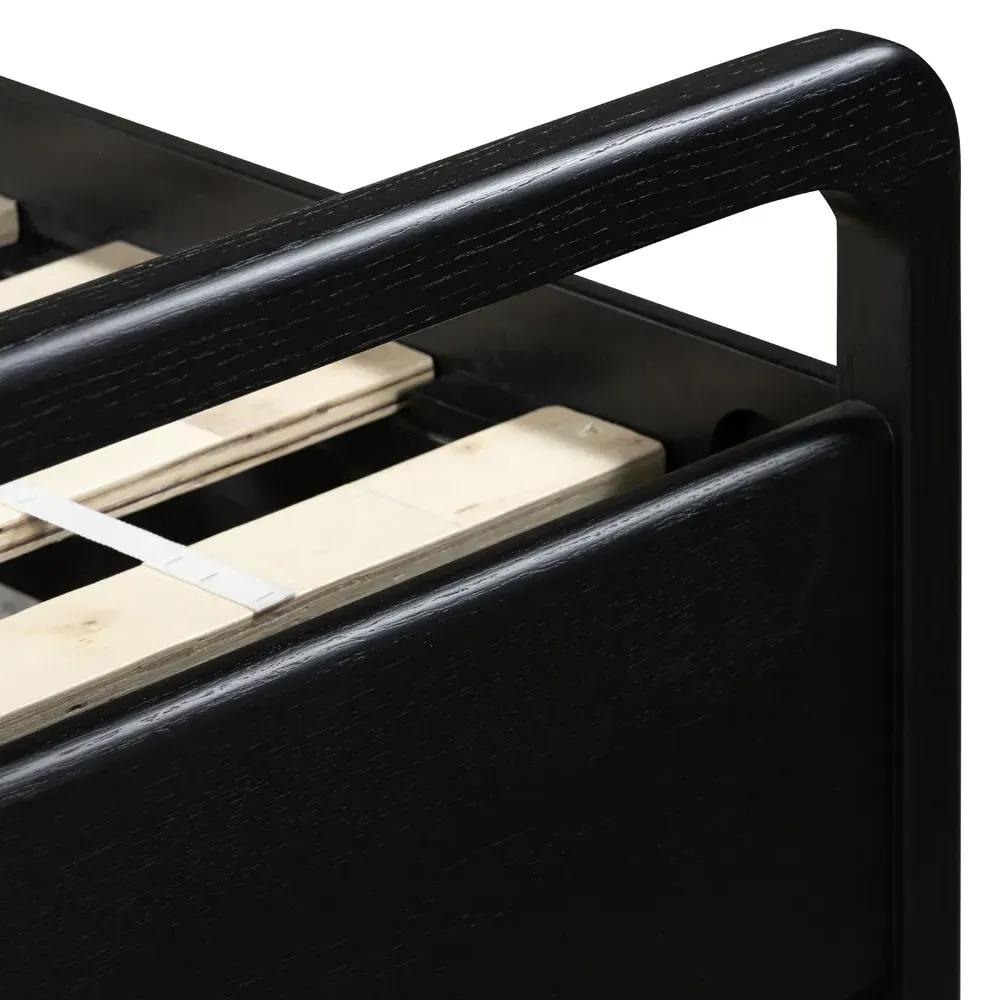 Matthew Queen Size Bed Frame - Off-White, Oak