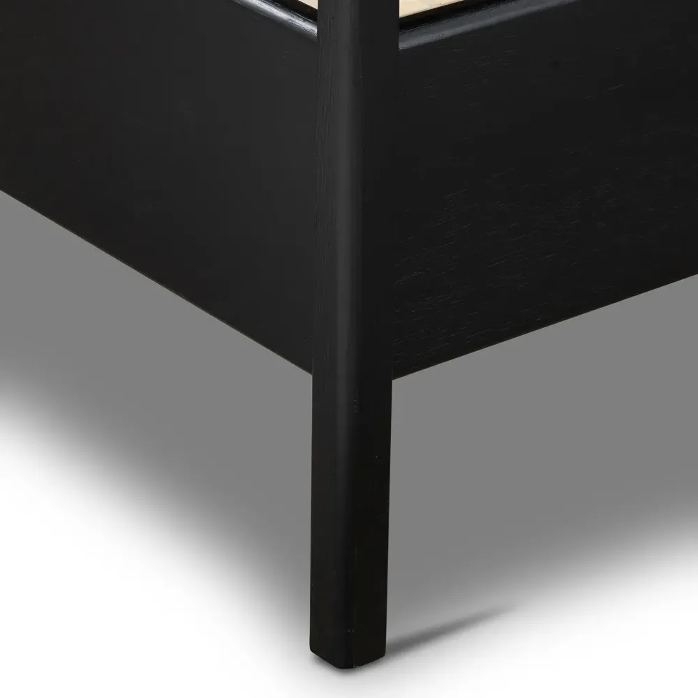 Matthew Queen Size Bed Frame - Off-White, Oak