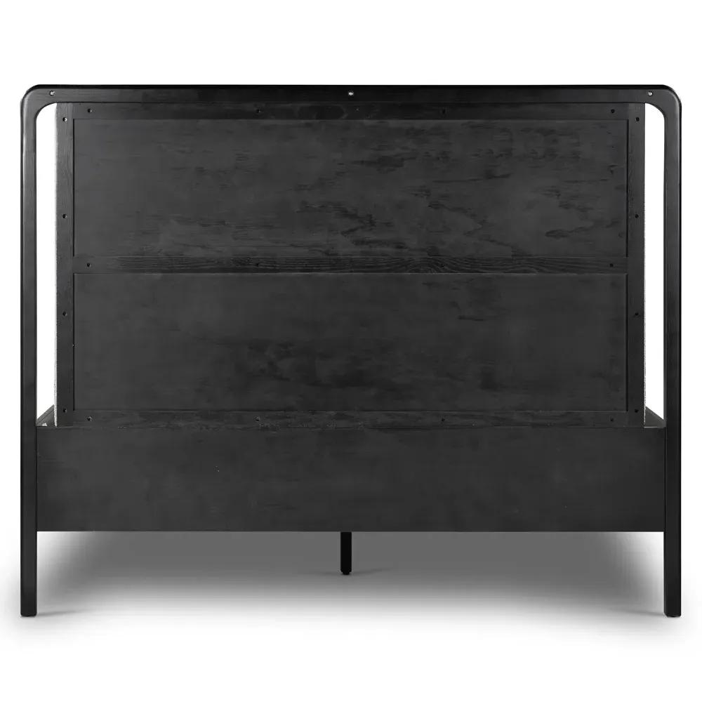 Matthew Queen Size Bed Frame - Off-White, Oak