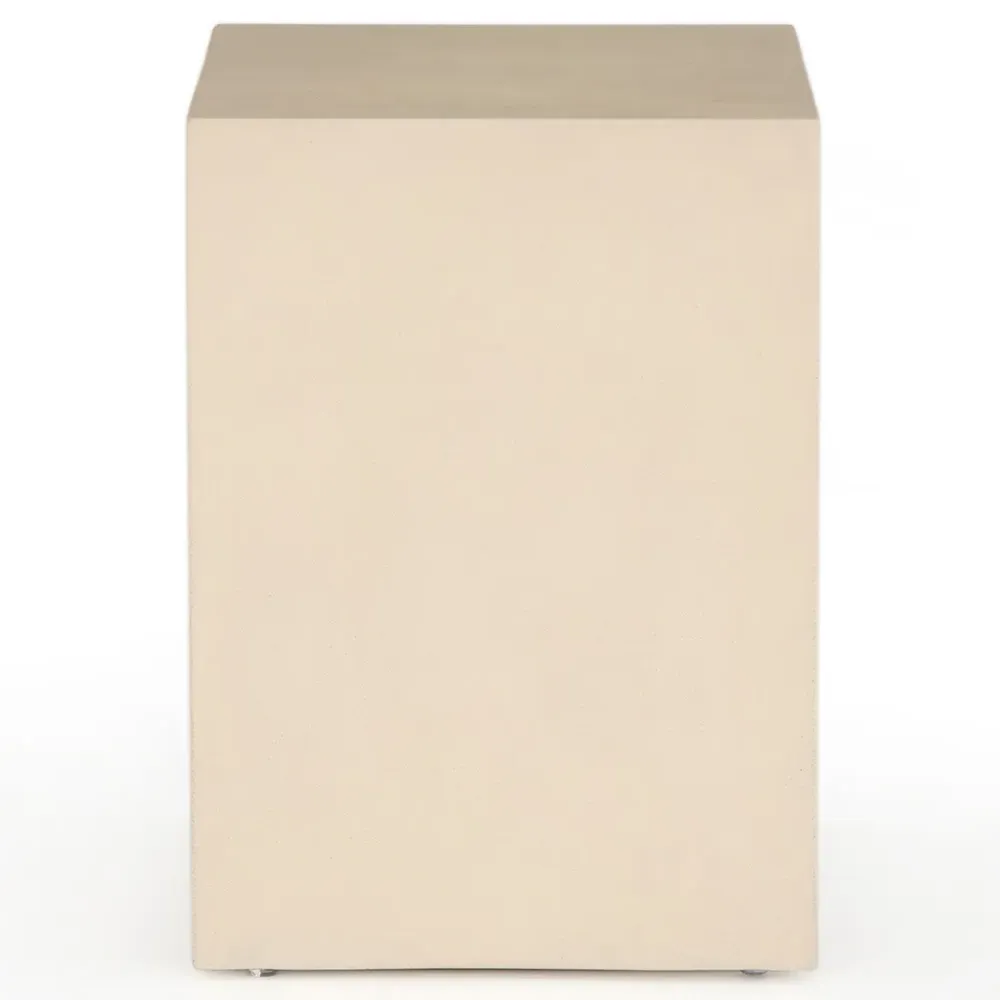 Matthew Rectangular Side Table - White, Concrete