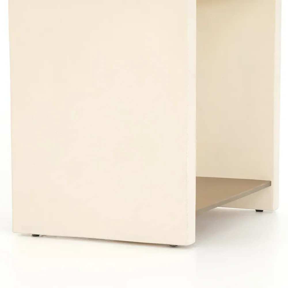 Matthew Rectangular Side Table - White, Concrete